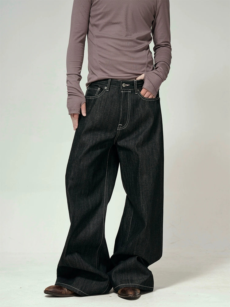 NARROW RAW WIDE-LEG JEANS
