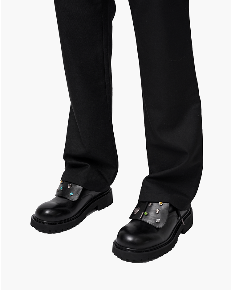 TONGUE FLAP HEIGHTENED COWHIDE DERBY SHOES