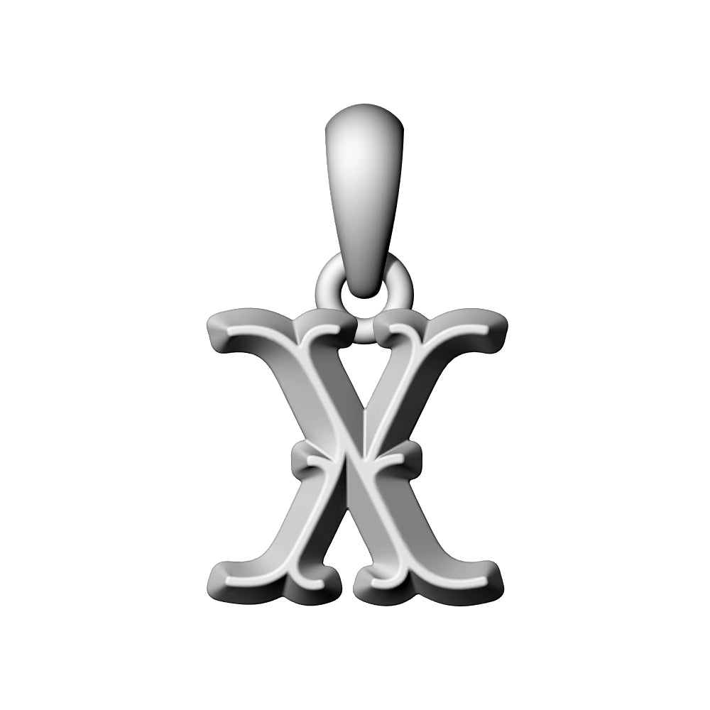 925 Silver Vintage Letter Pendant Necklace