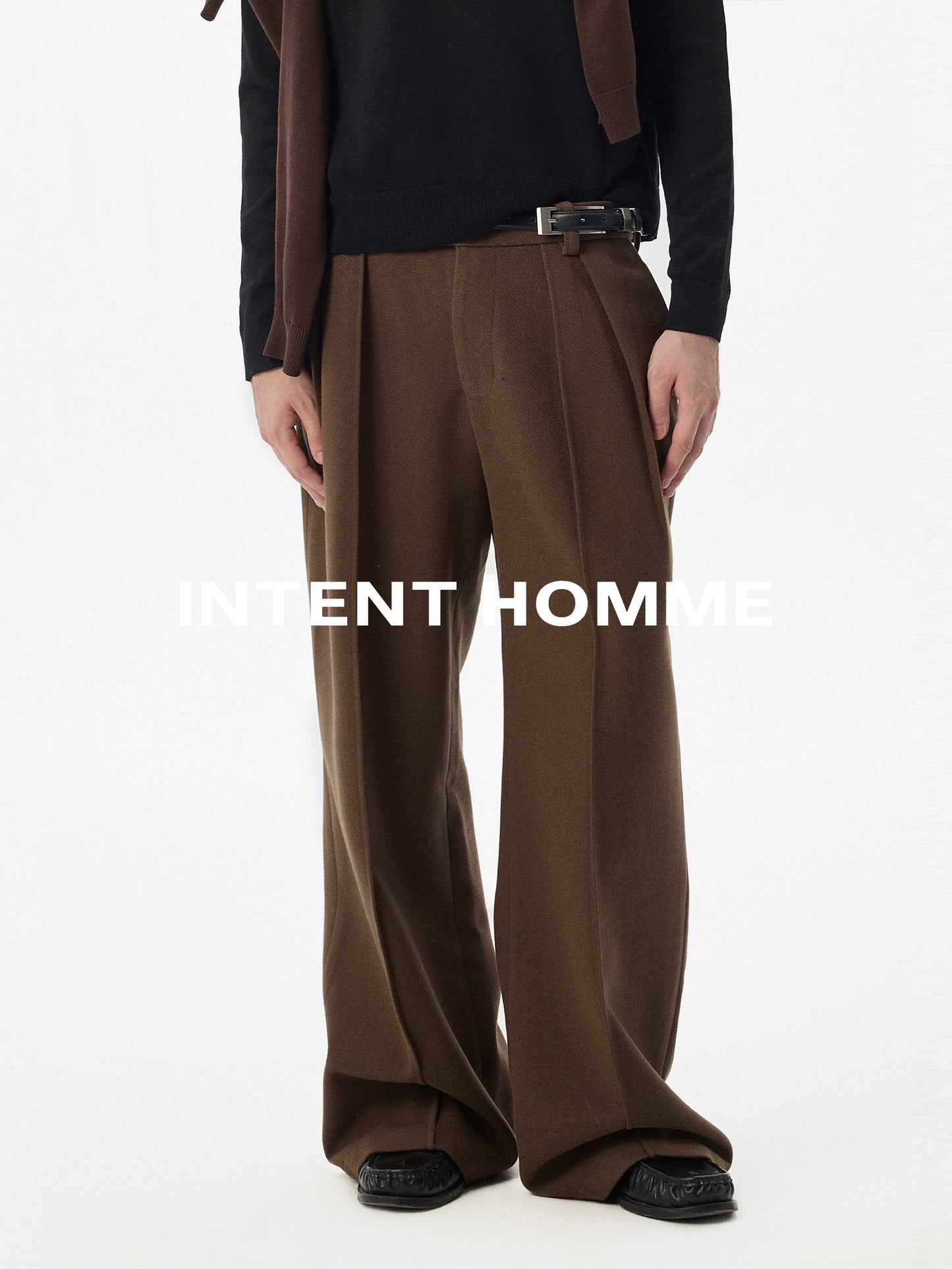 Blend Tweed Front Mid-Seam Trouser