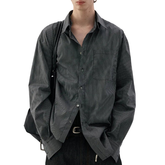 Pinstripe structured long-sleeve shirt