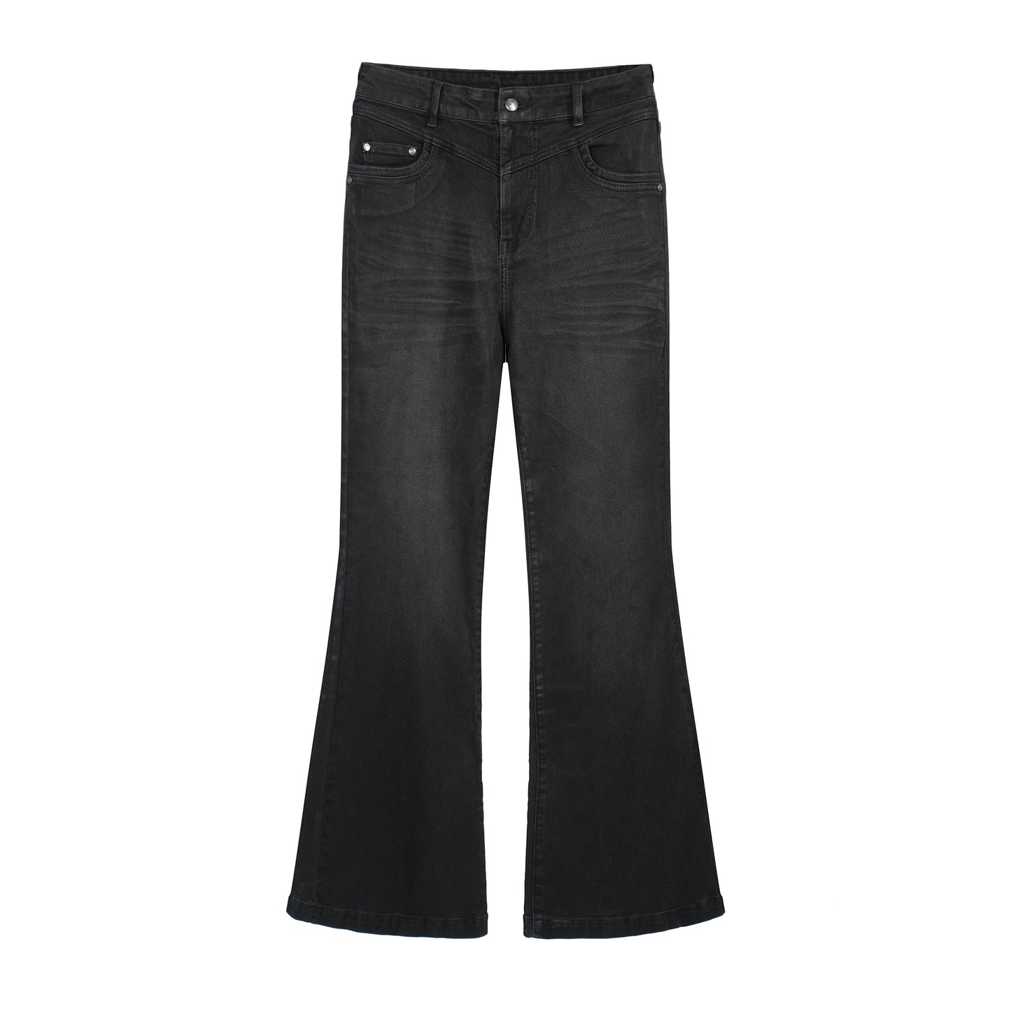 Wax coating bootcut jeans