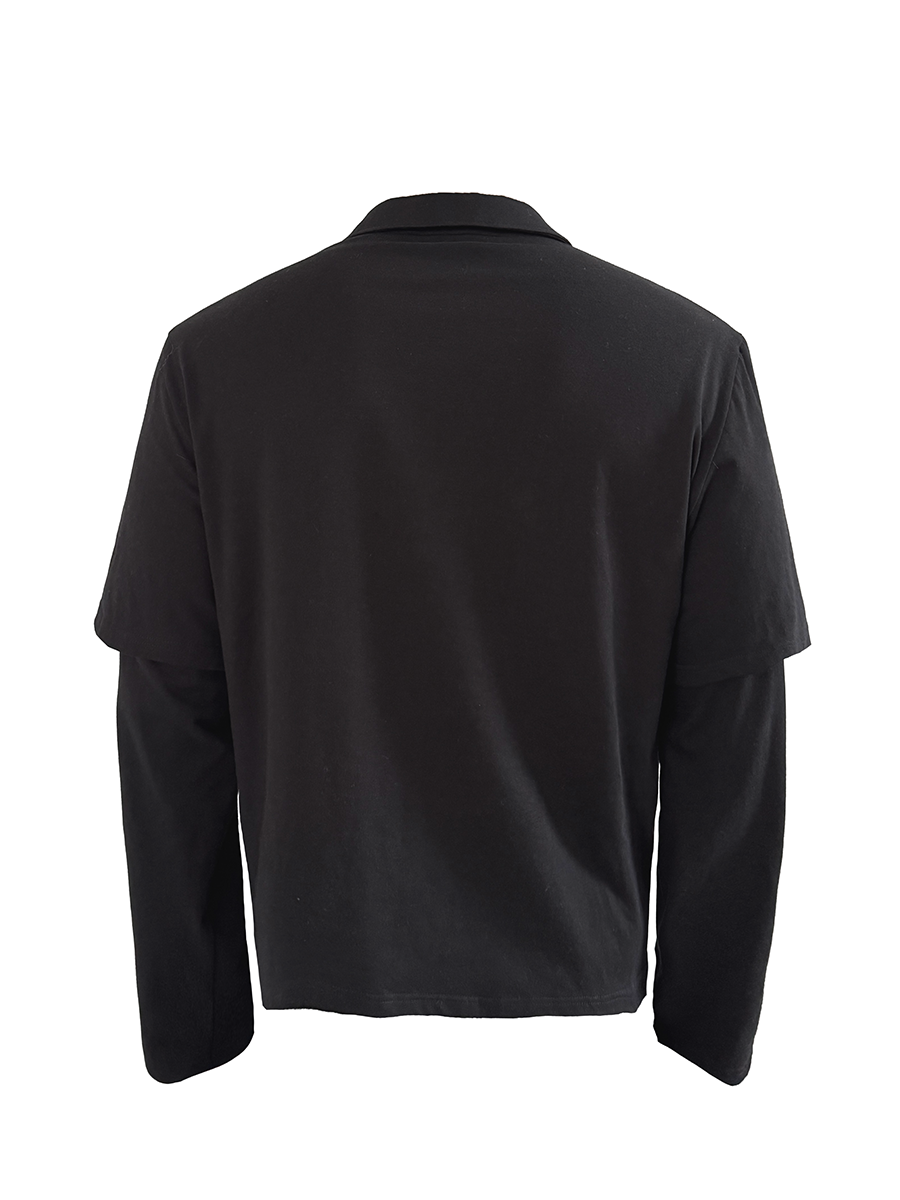 Black Fake Layered POLO Shirt