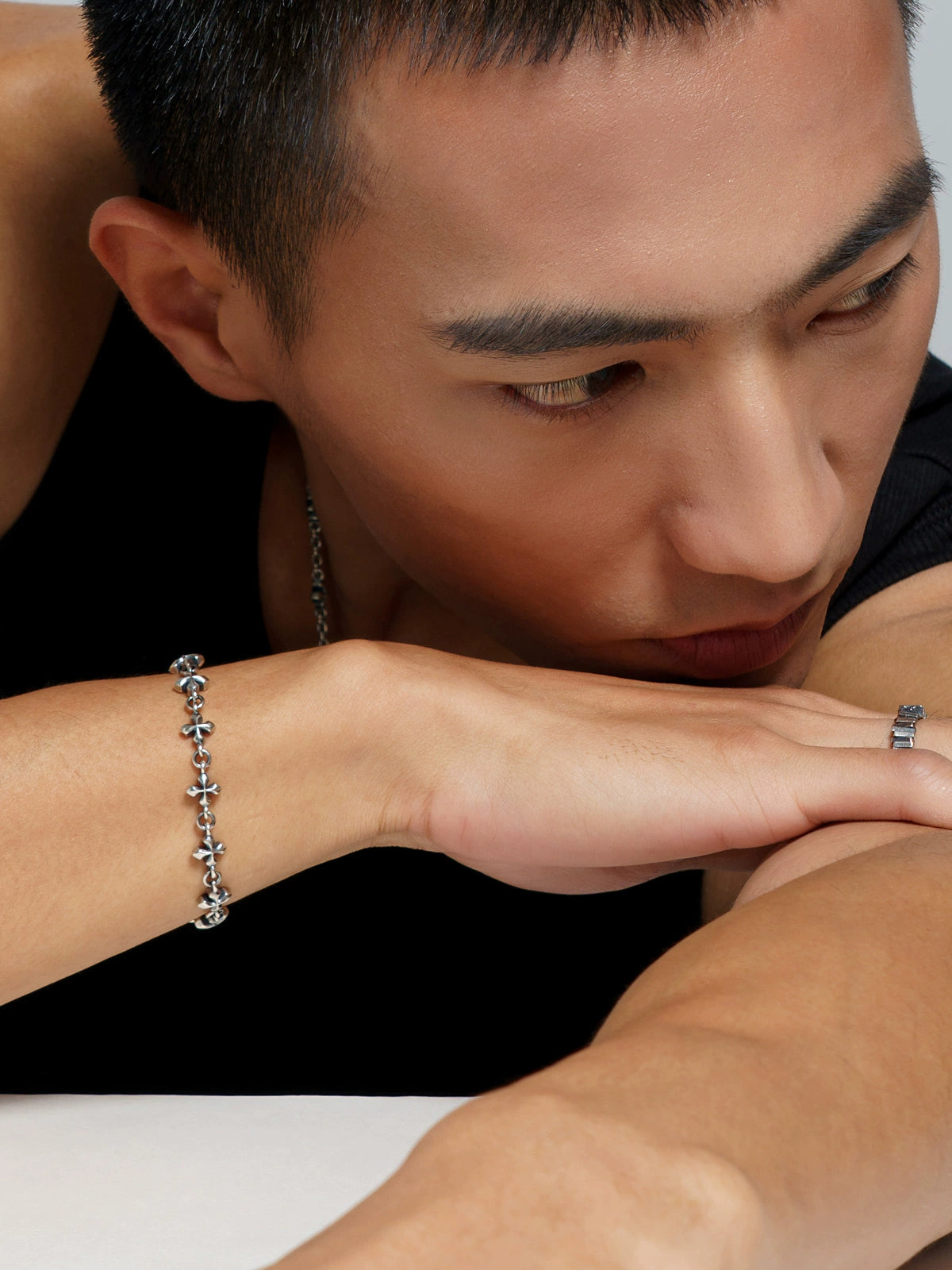 Silver cross bracelet