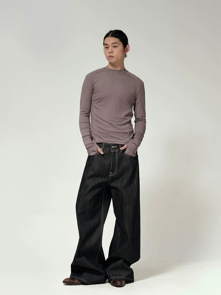 NARROW RAW WIDE-LEG JEANS