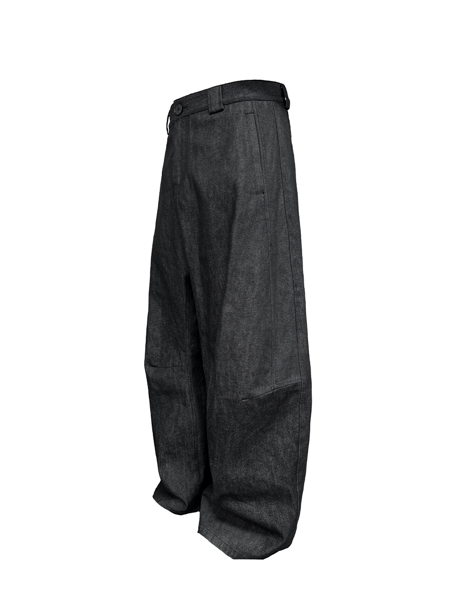 Double-sidestitched wide straight Denim