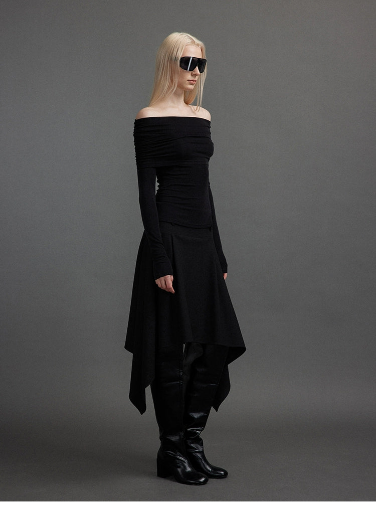 Stacked shoulder long sleeve T-shirt