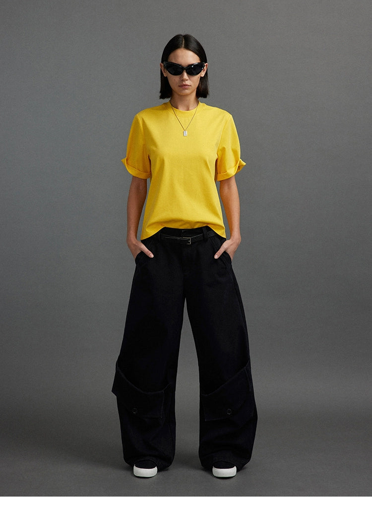 Patch pocket curved cargo pants
