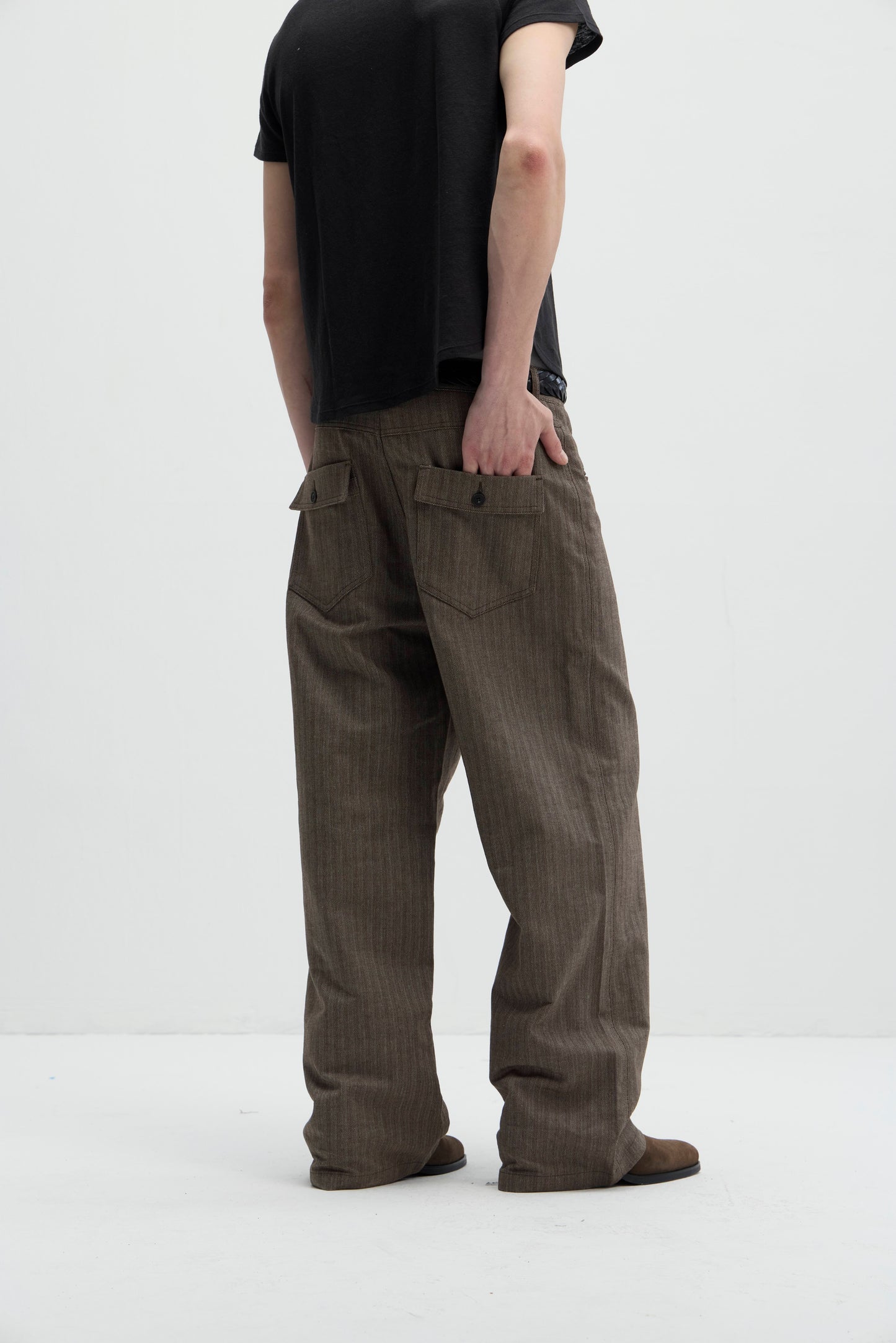 linen blend herringbone pants