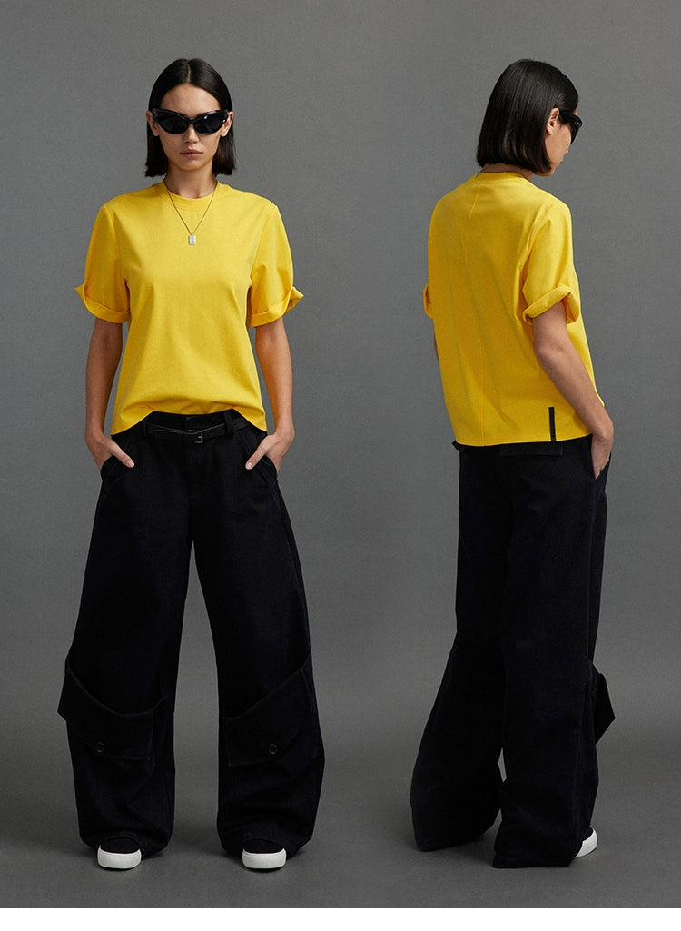 Patch pocket curved cargo pants