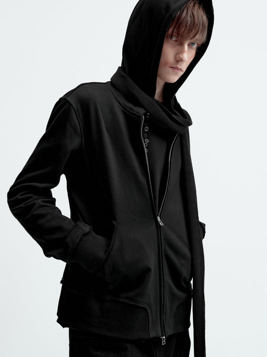 Back-stitched zipper hoodie