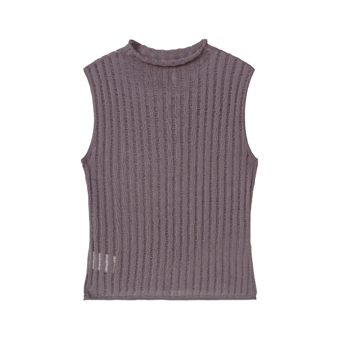 Rolled-edge knit vest