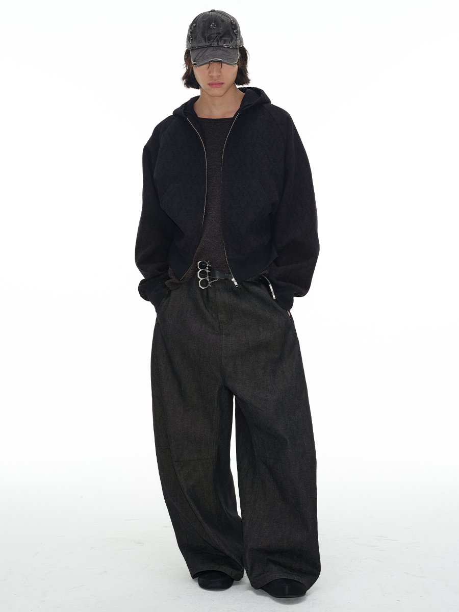 Double-sidestitched wide straight Denim