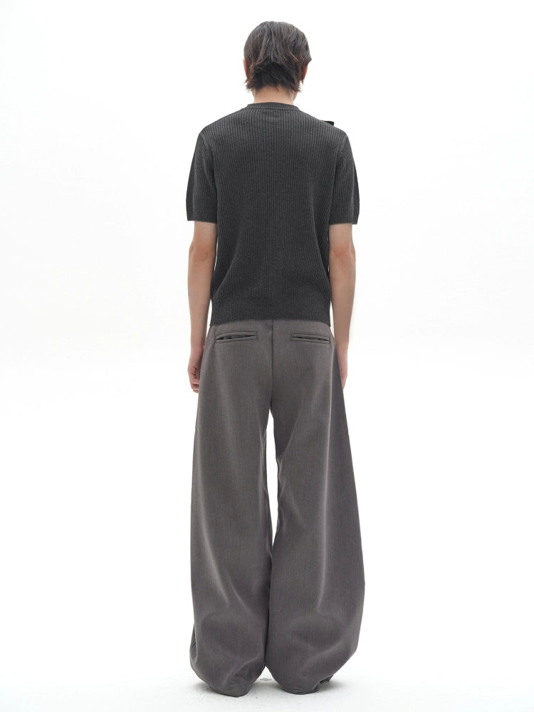 Button Short Sleeve Knit T-shirt