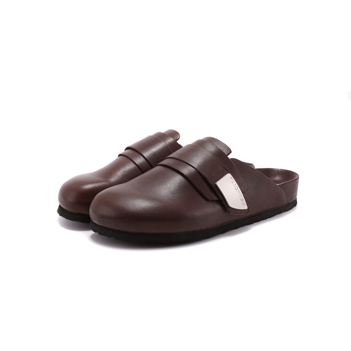 Washed leather mule