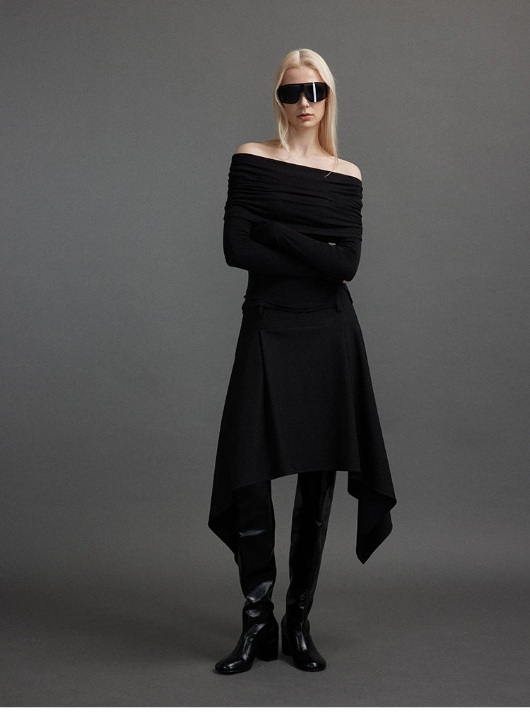 Stacked shoulder long sleeve T-shirt