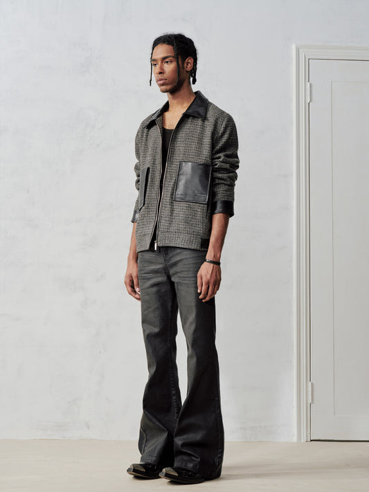 Wax coating bootcut jeans