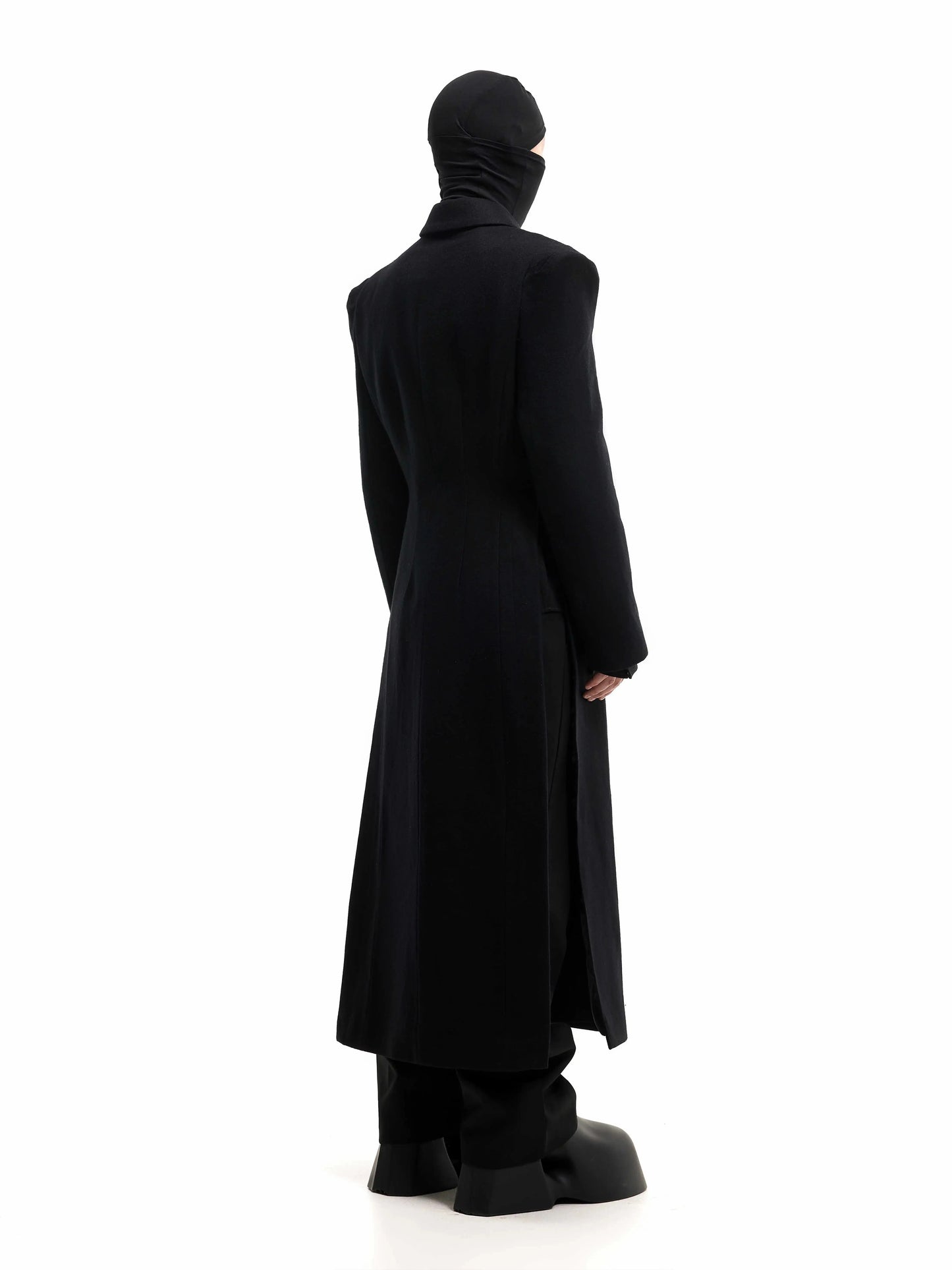 Power Shoulder Wool Long Coat