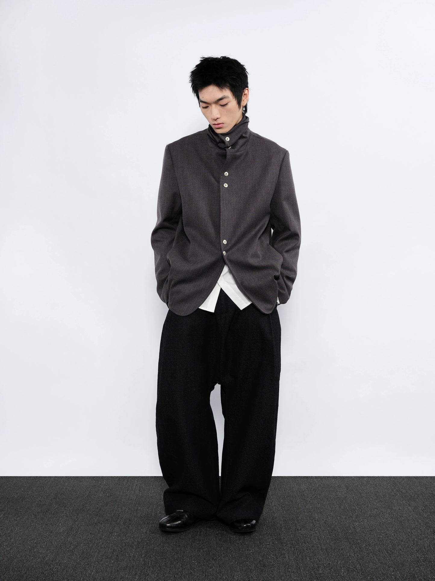 Stacked Collar Metal Button Jacket