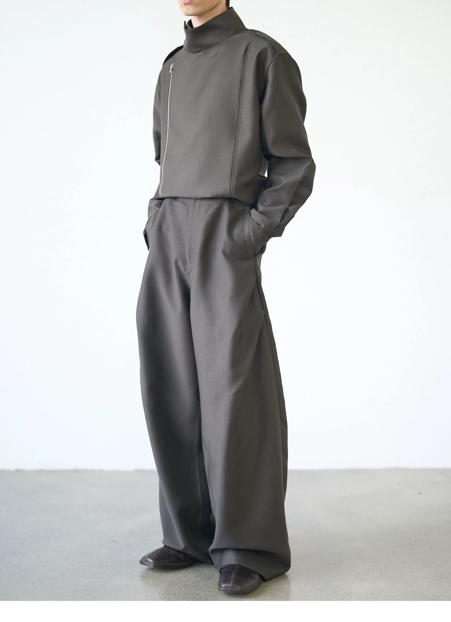 High Neck Zip Up Cropped Jacket