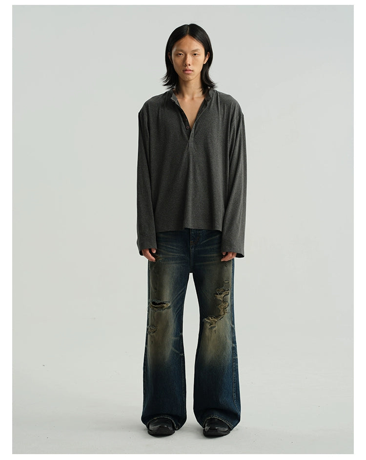 Henry Collar Long Sleeve T-shirt