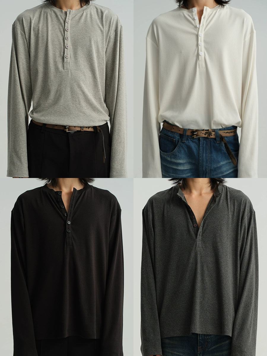 Henry Collar Long Sleeve T-shirt