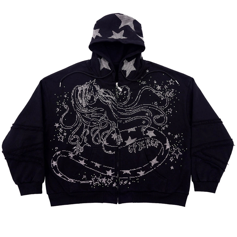 Snake Demon Girl Glitter Hoodie
