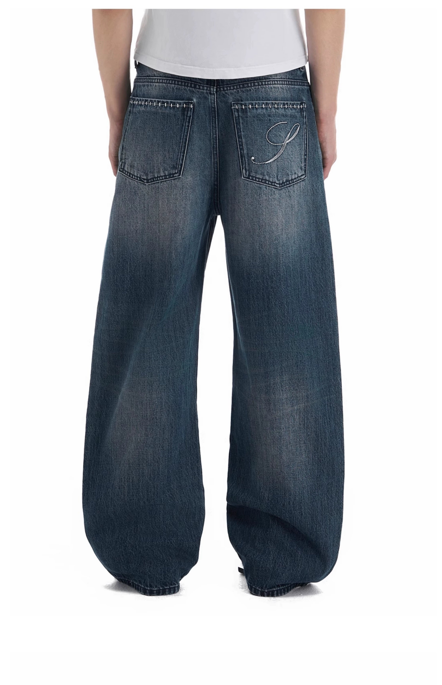 Heavy Washed Embroidery Jeans