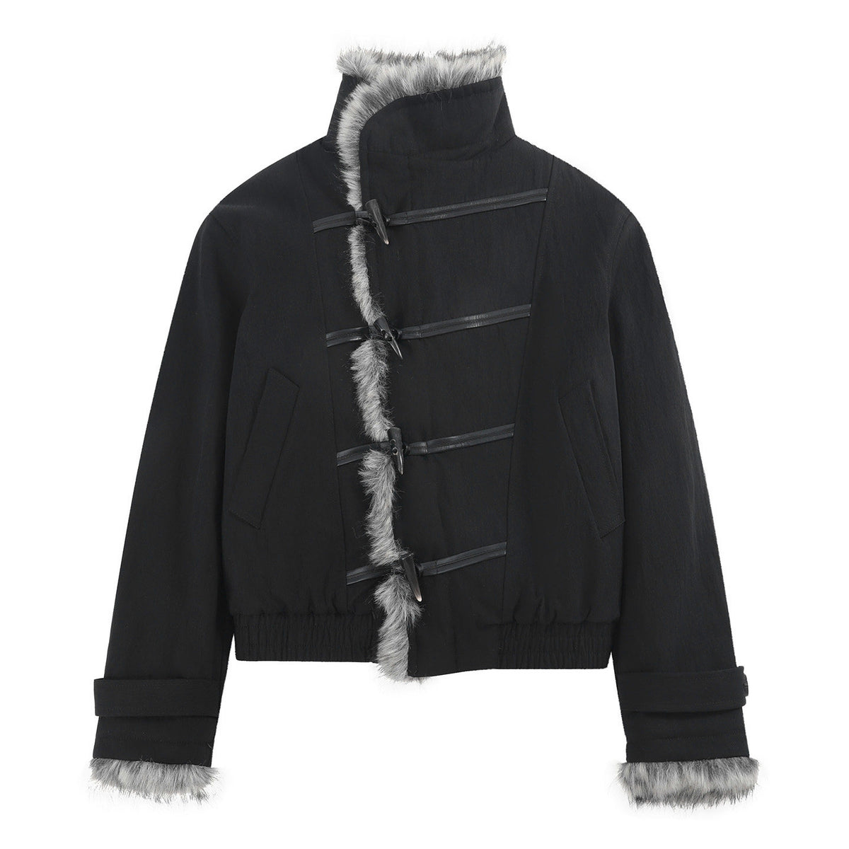 Dyed Fur Leather Cord Horn Jacket