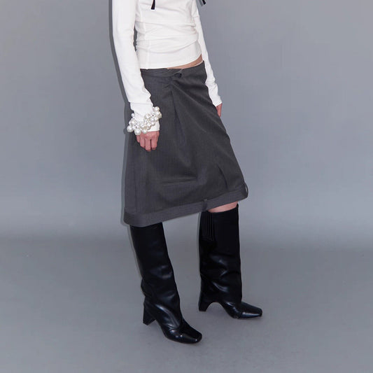 Flipped asymmetry waist suit skirt