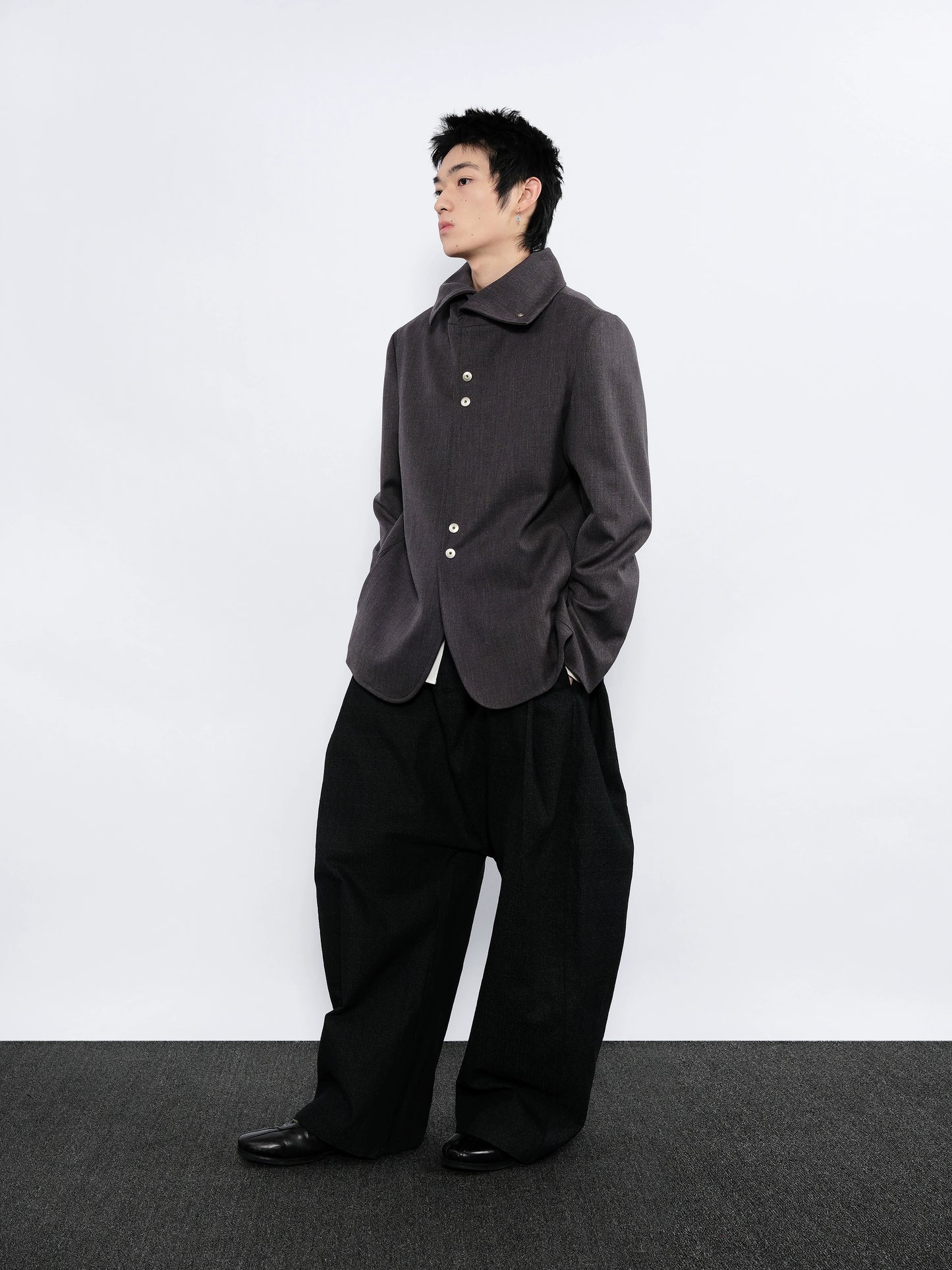 Stacked Collar Metal Button Jacket