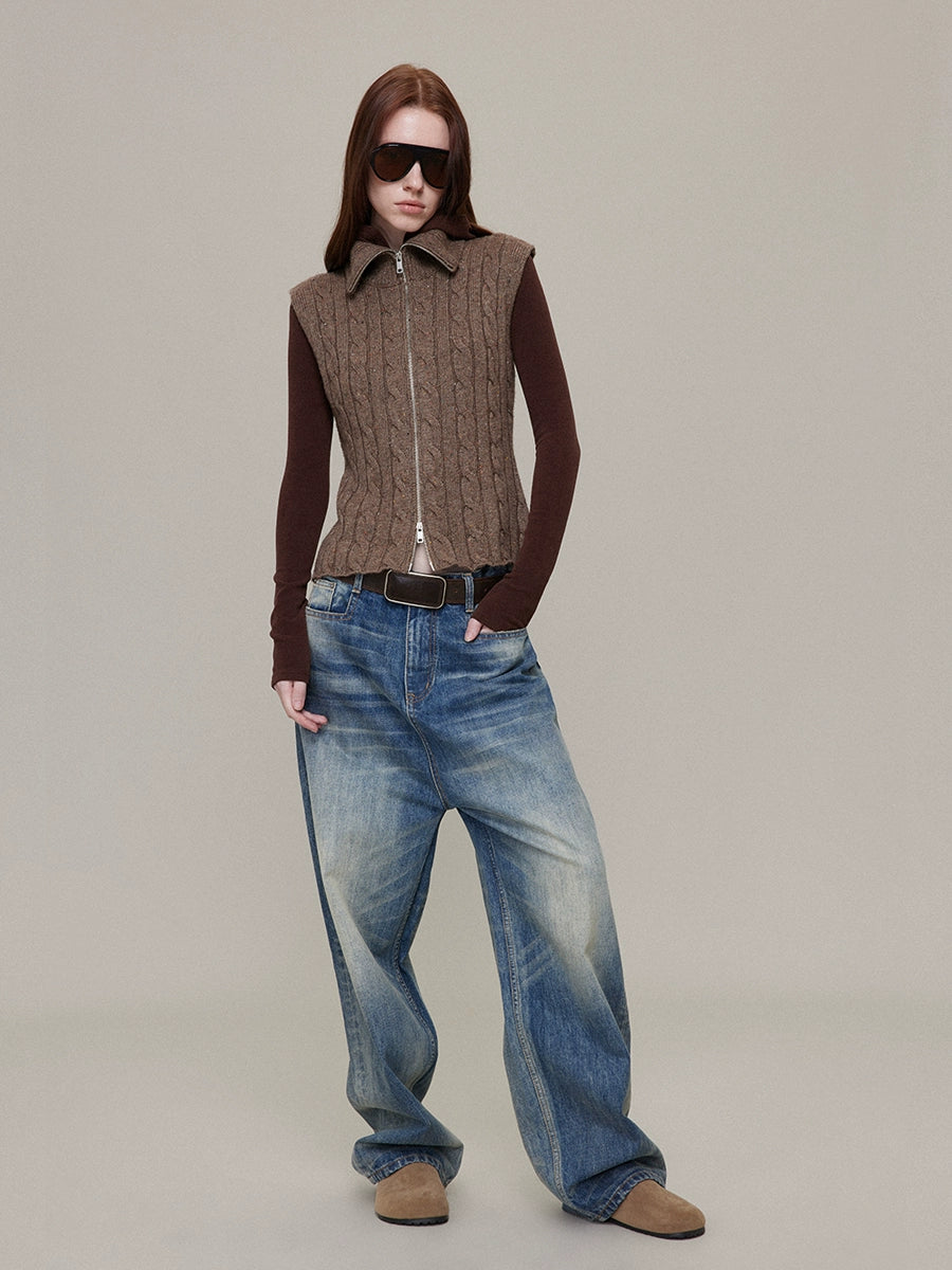 Velvet semi-cardigan hoodie