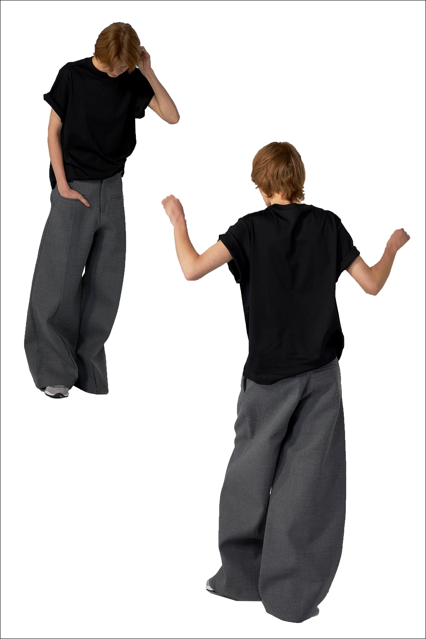 Wide-Leg front pocket Trouser Grey
