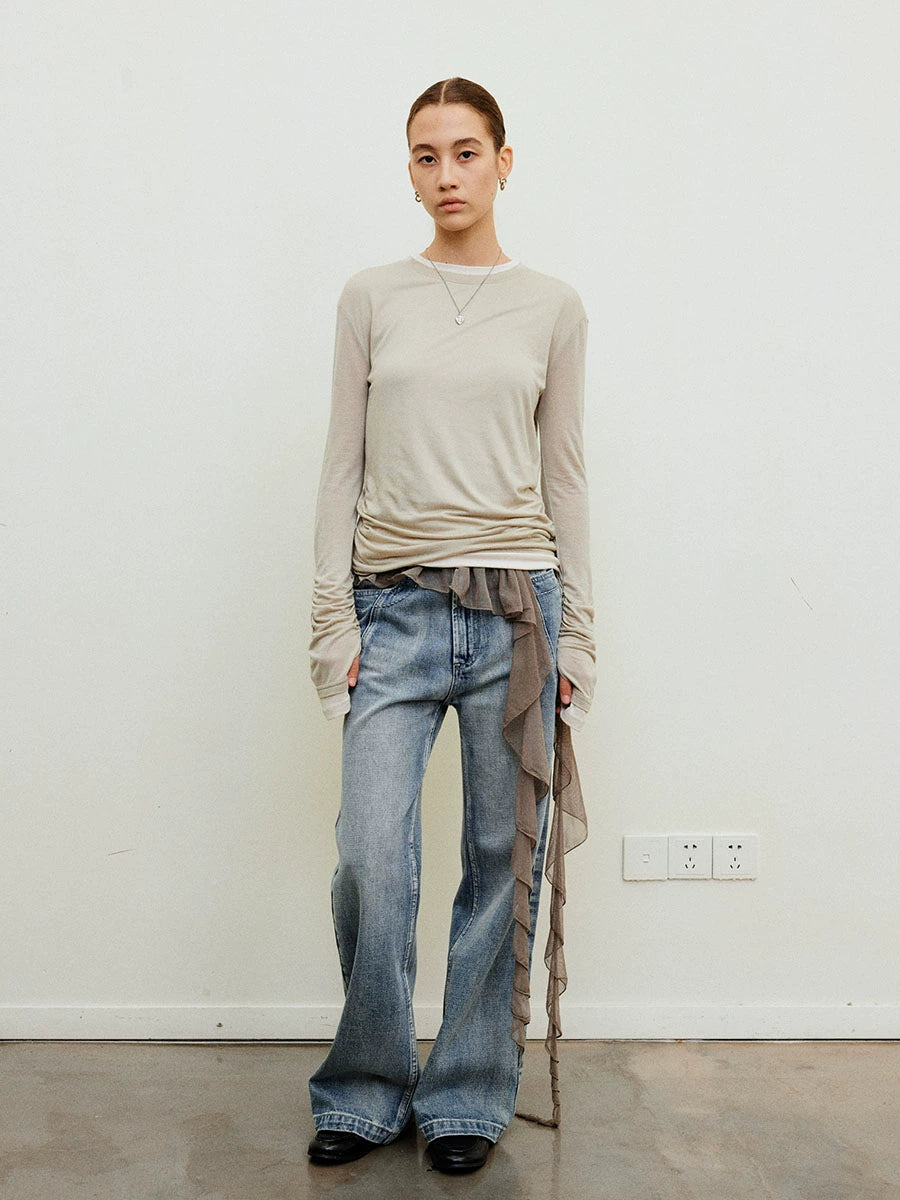 Layered long-sleeve T-shirt