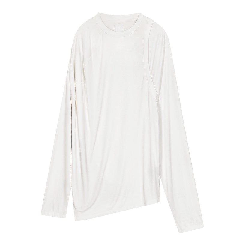 Soft asymmetrical long-sleeve t-shirt