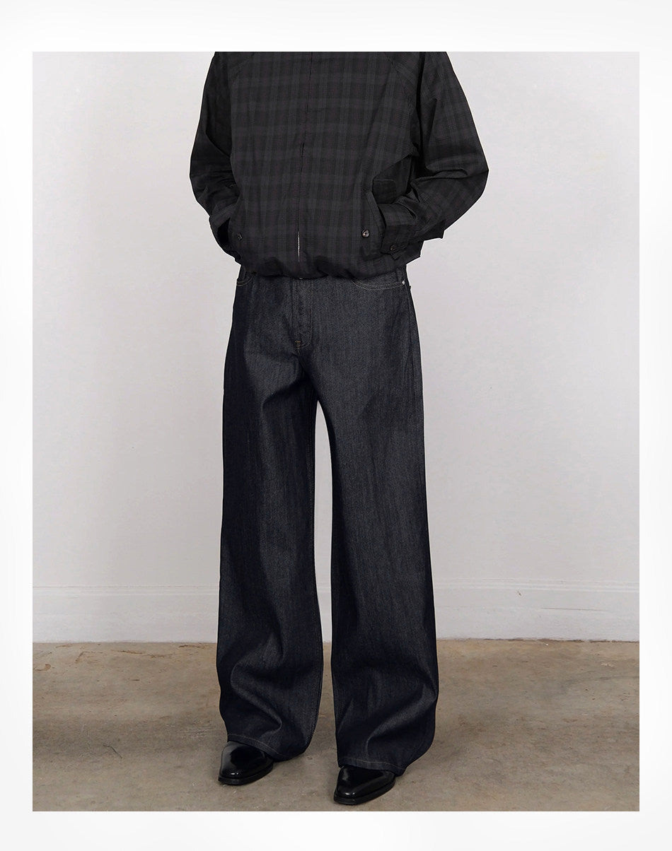 Okayama raw cow loose straight jeans