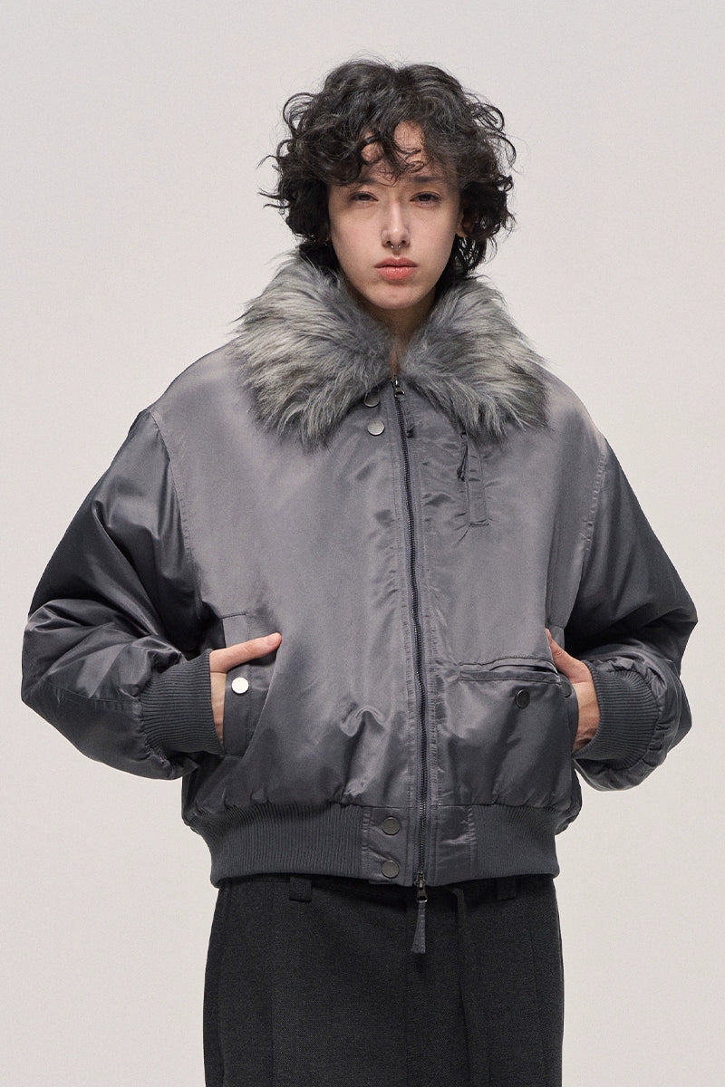 Fur Collar Padded MA-1 Bomber Jacket