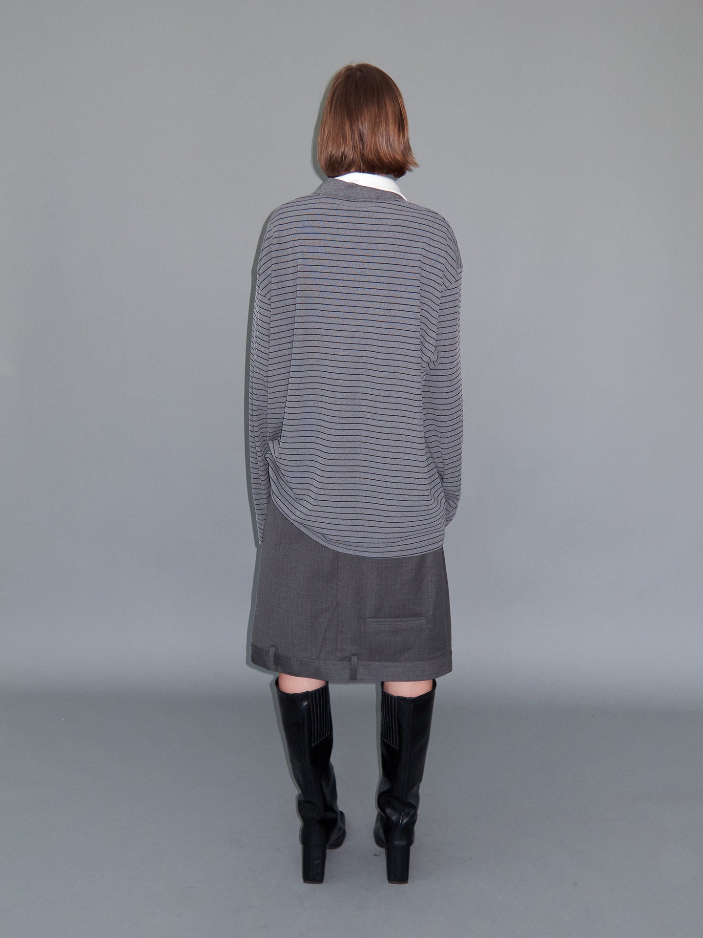 Flipped asymmetry waist suit skirt