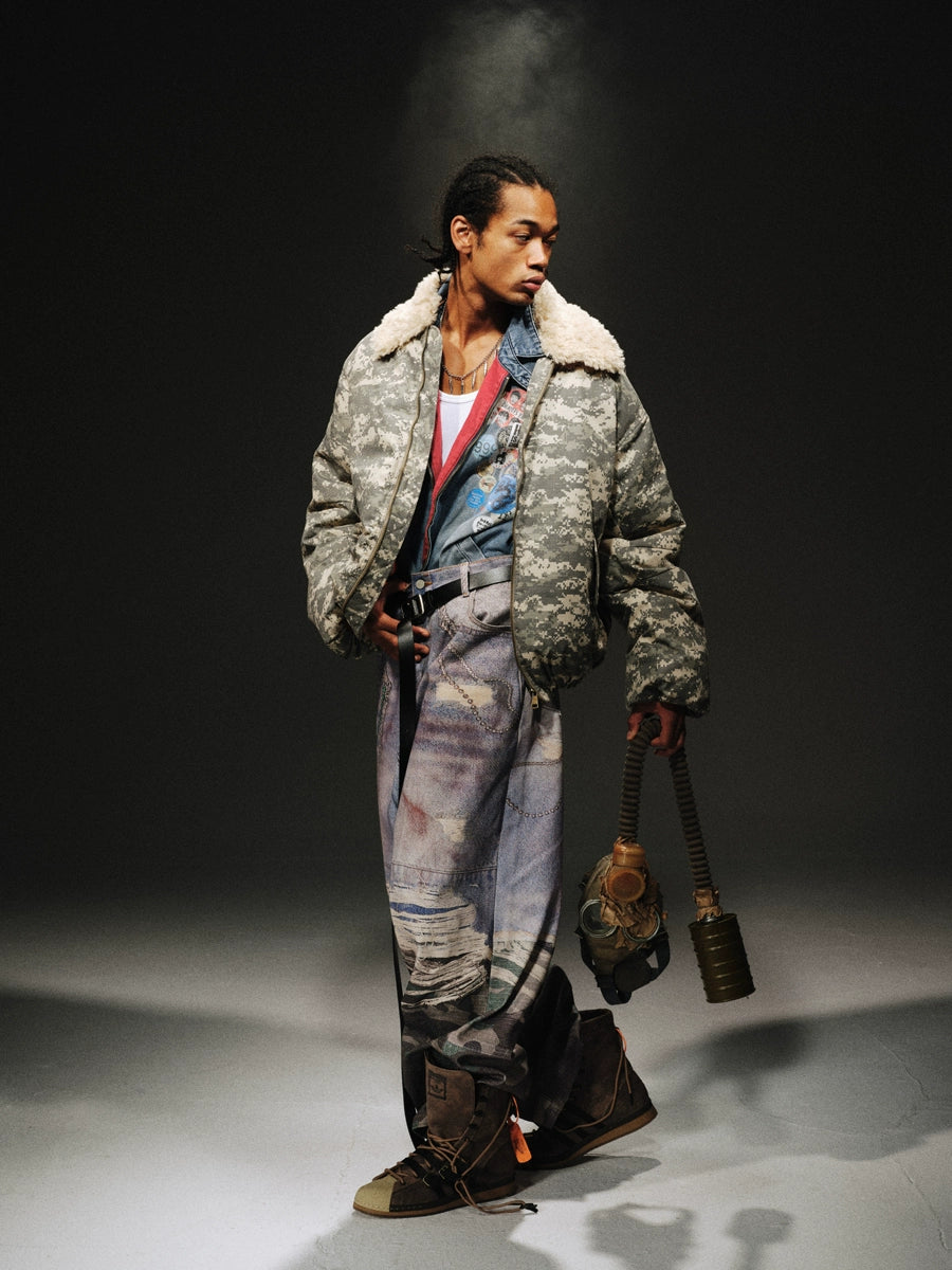 Camouflage Fur Collar Jacket