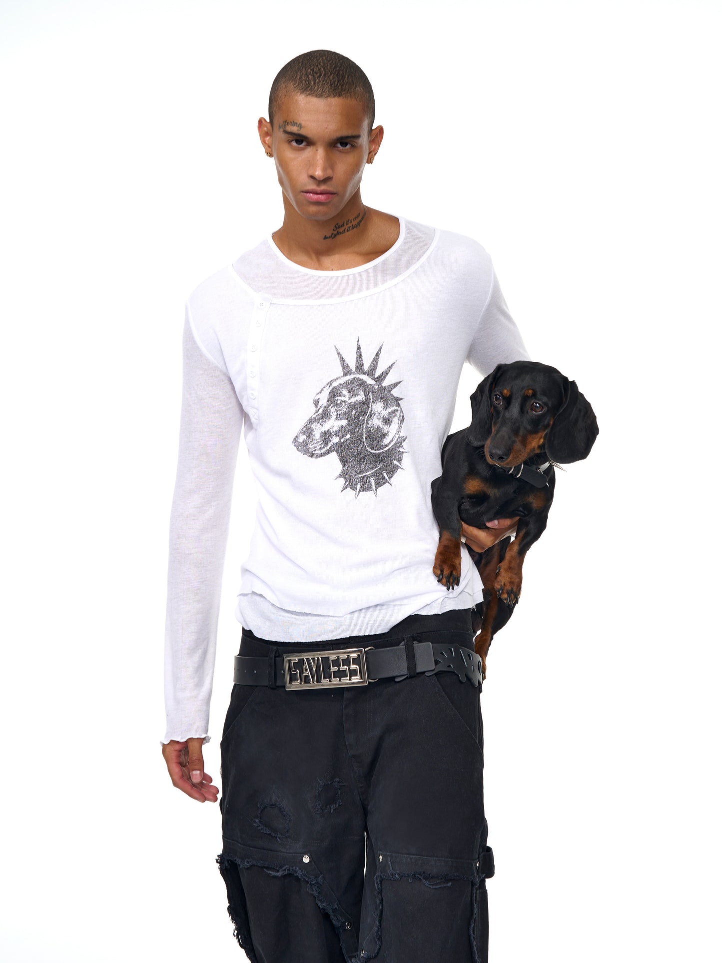Dog Head Fake Layered Long-Sleeved T-Shirts