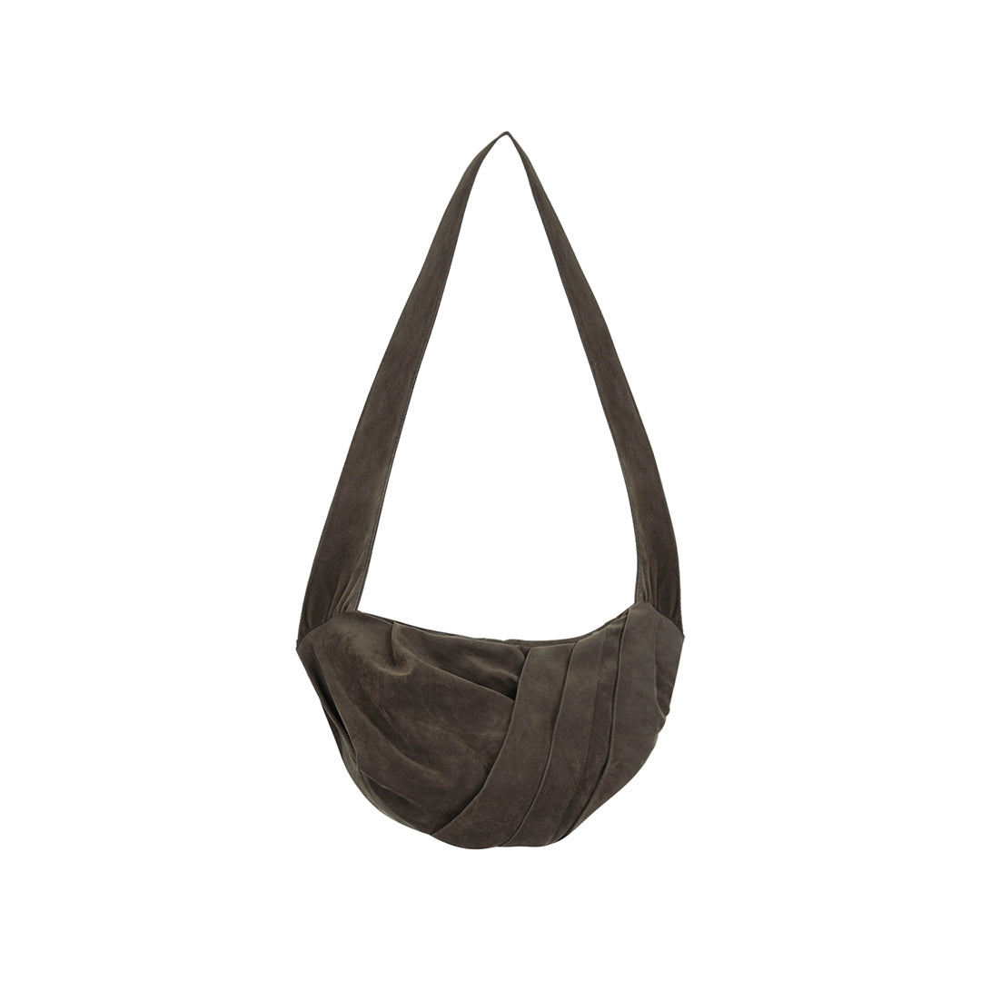 Suede Pleated Crossbody Bag