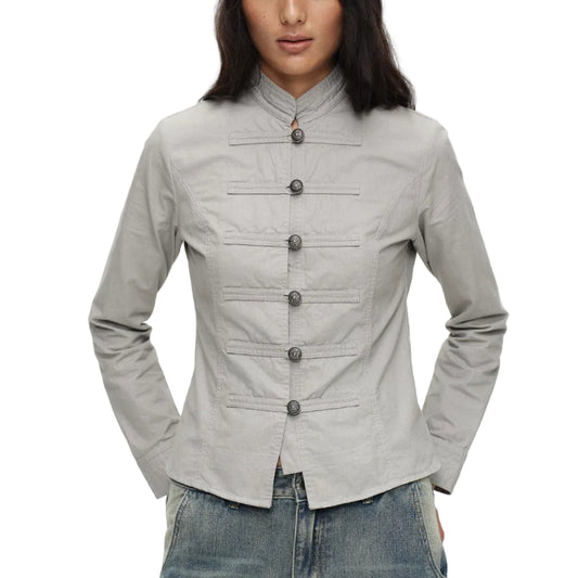 Gray washed napoleon shirt Jacket