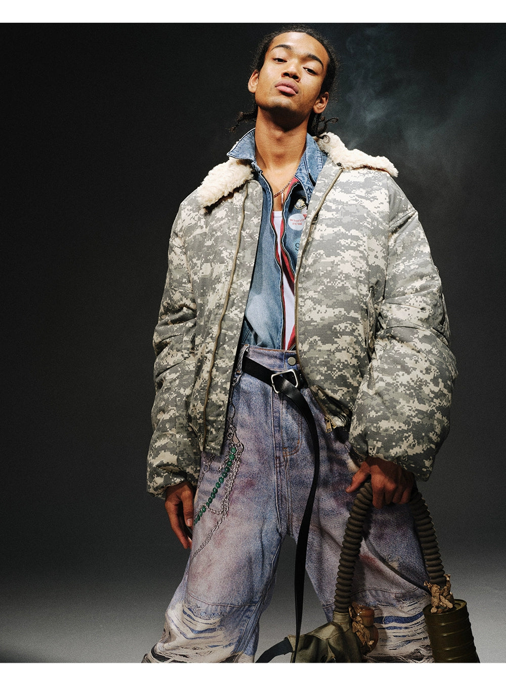 Camouflage Fur Collar Jacket
