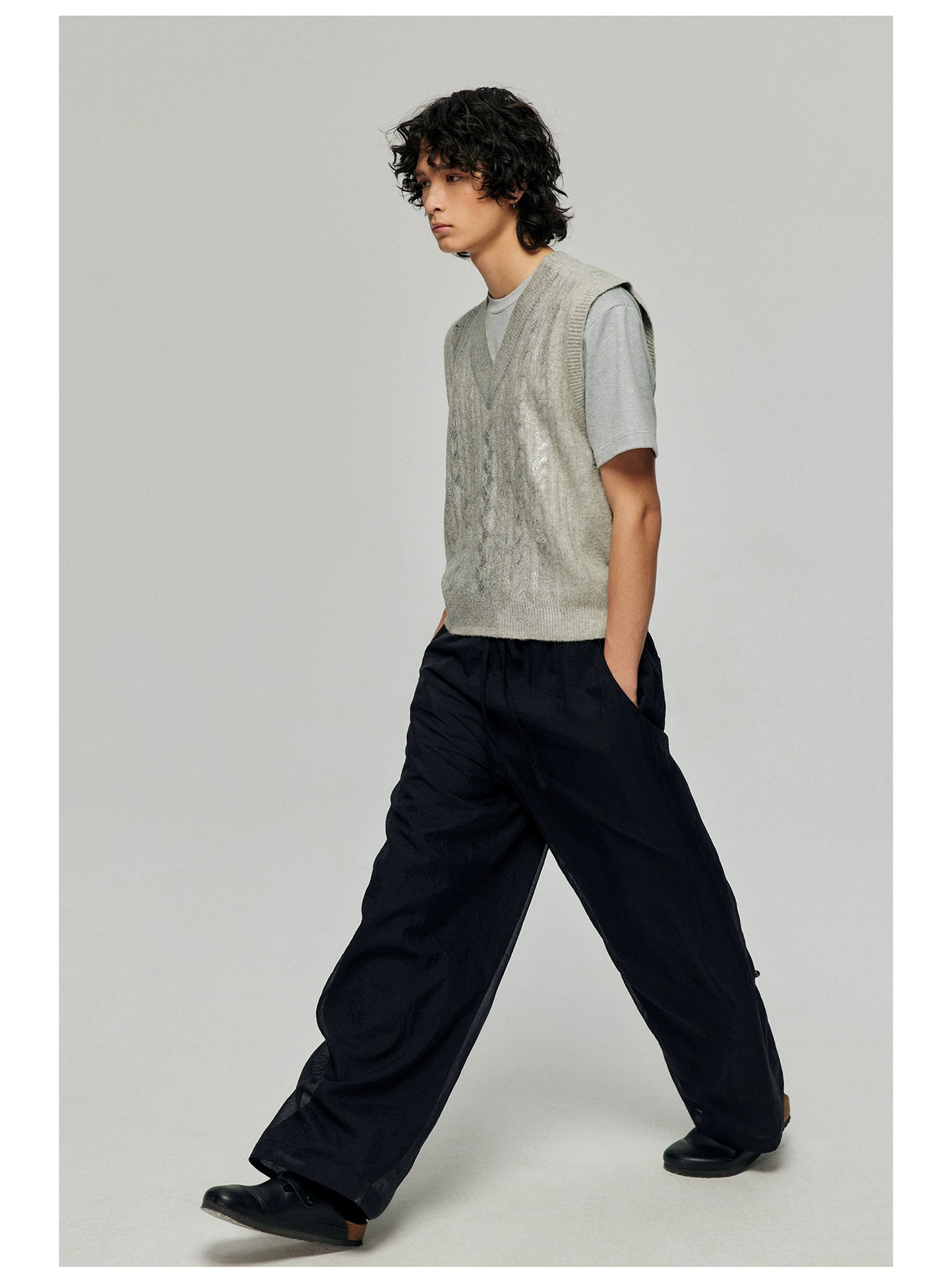 Silver V-neck knit vest