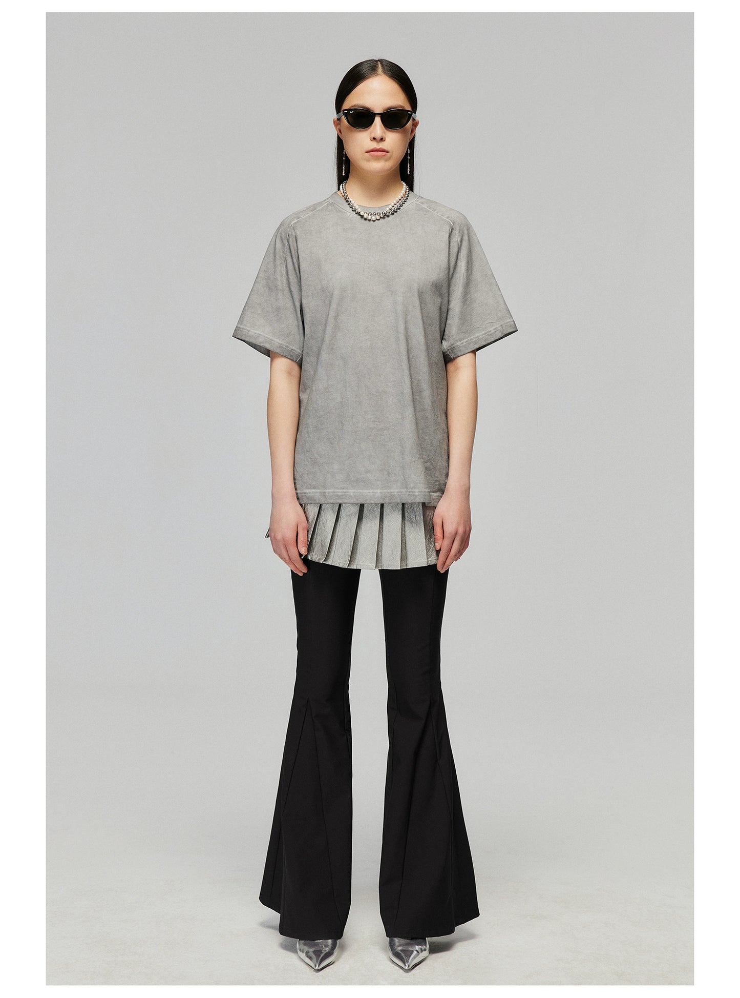 Silver pleated skirt