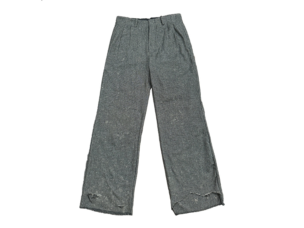 Dirty Mud Destroys Ankle Herringbone Trouser