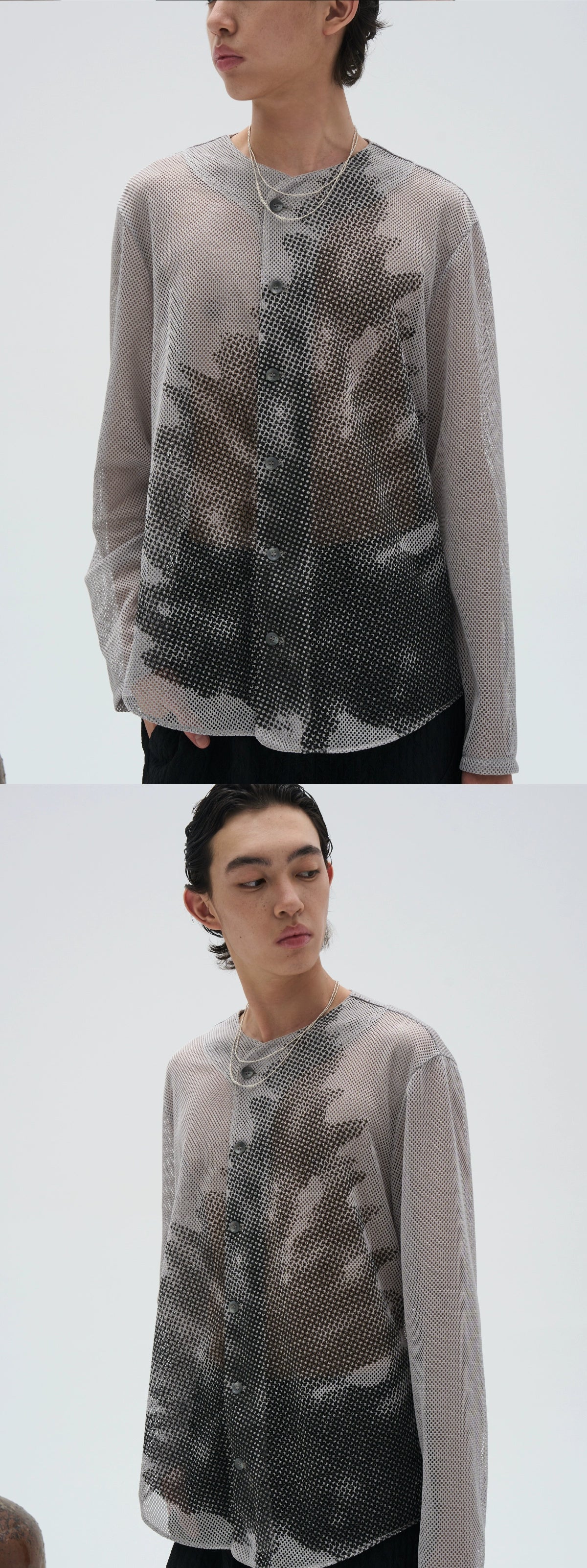 Pine Print Mesh Cardigan