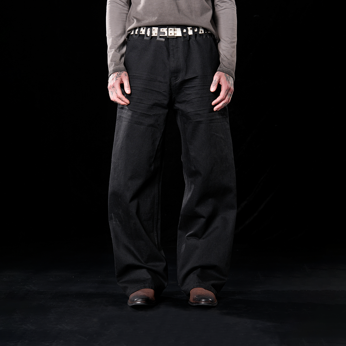 'RUDEBRAT' leather ring jeans