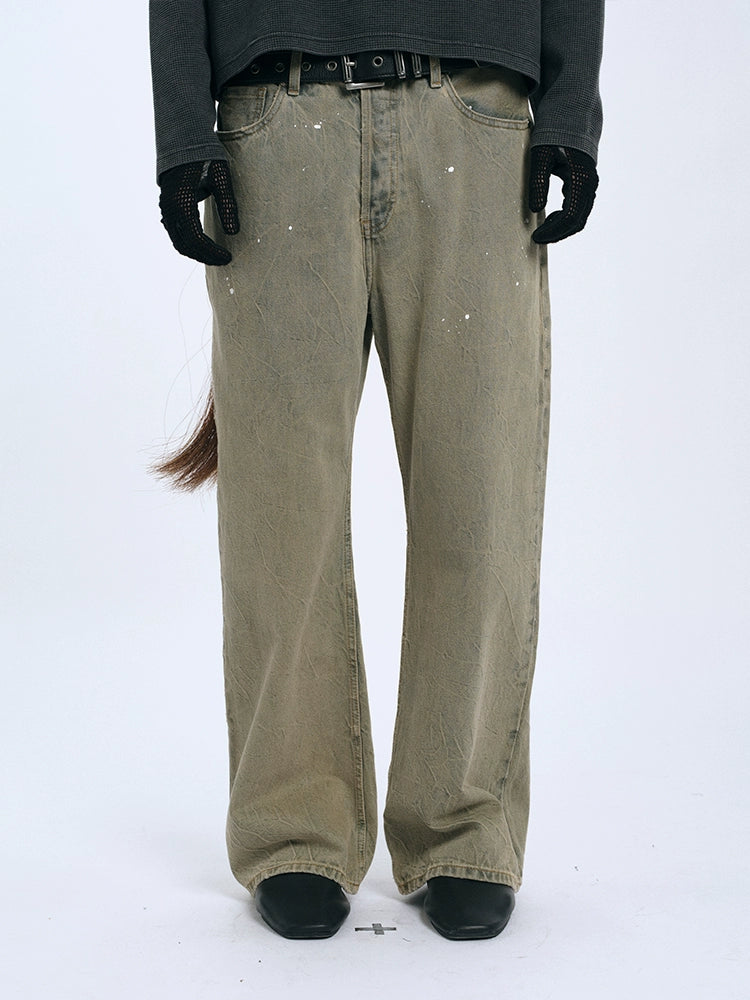 Straight Rip Ripple Destruction Jeans