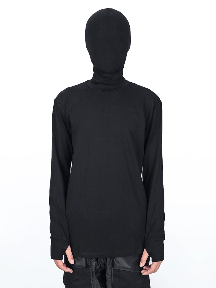 ninja high neck finger hole long sleeve T-shirt